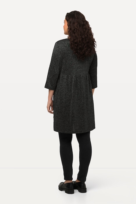 Longshirt, Metallic-Effekt, A-Linie, Rundhals, 3/4-Arm