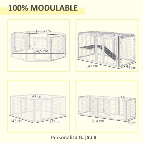 Parque para animais de estimação Pawhut com cerca de metal branco