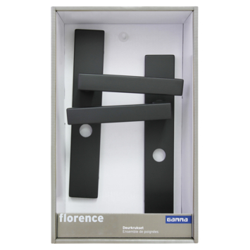 Gamma deurkruk set Florence recht schild vrij-bezet sluiting 63/8 mm zwart RVS