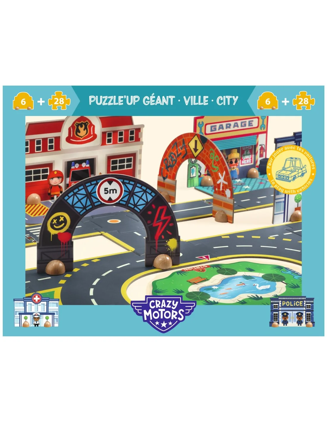 Djeco dj05499 crazy motors vloerpuzzel puzzl'up city giant - 33st