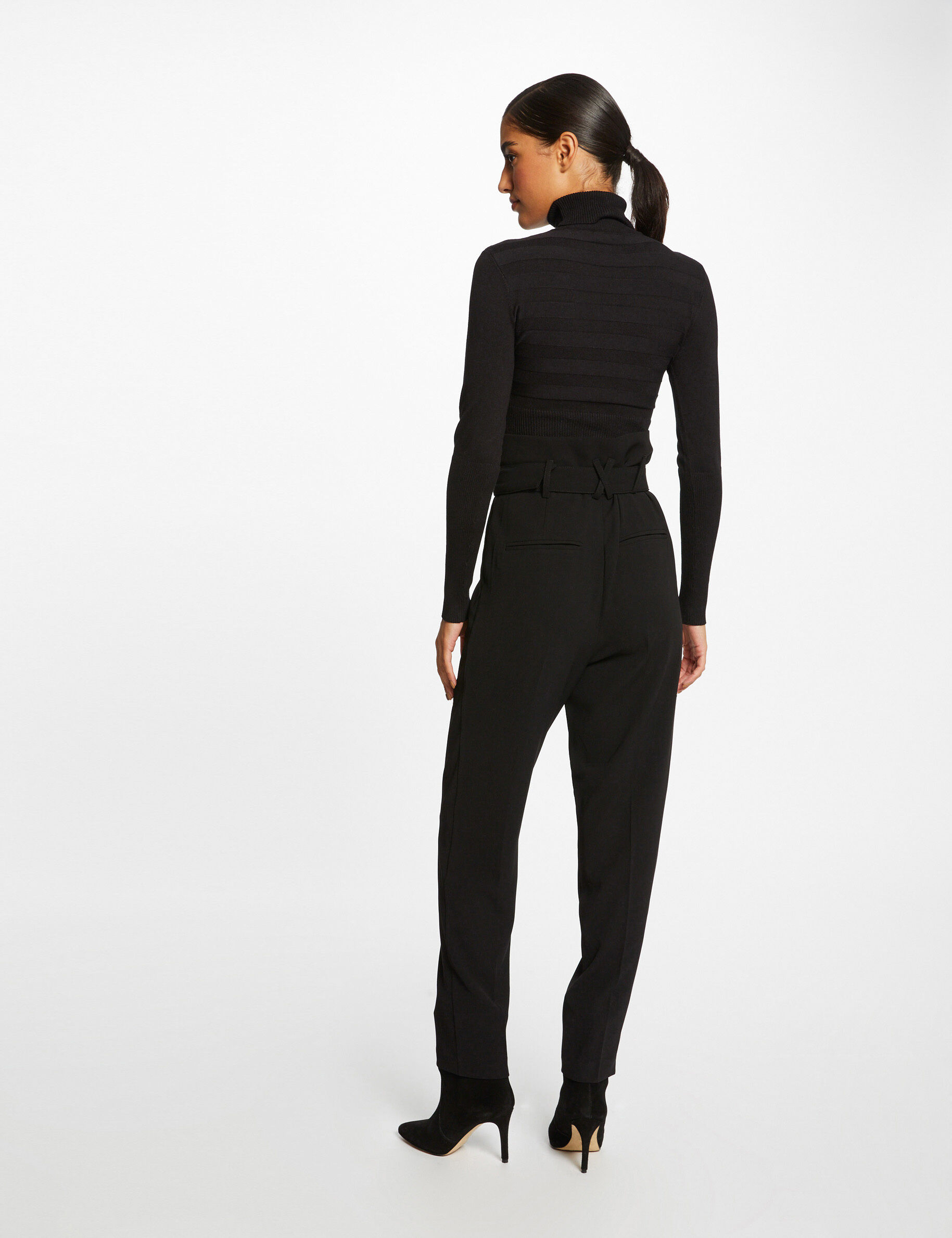 Pull manches longues col roulé noir femme - noir