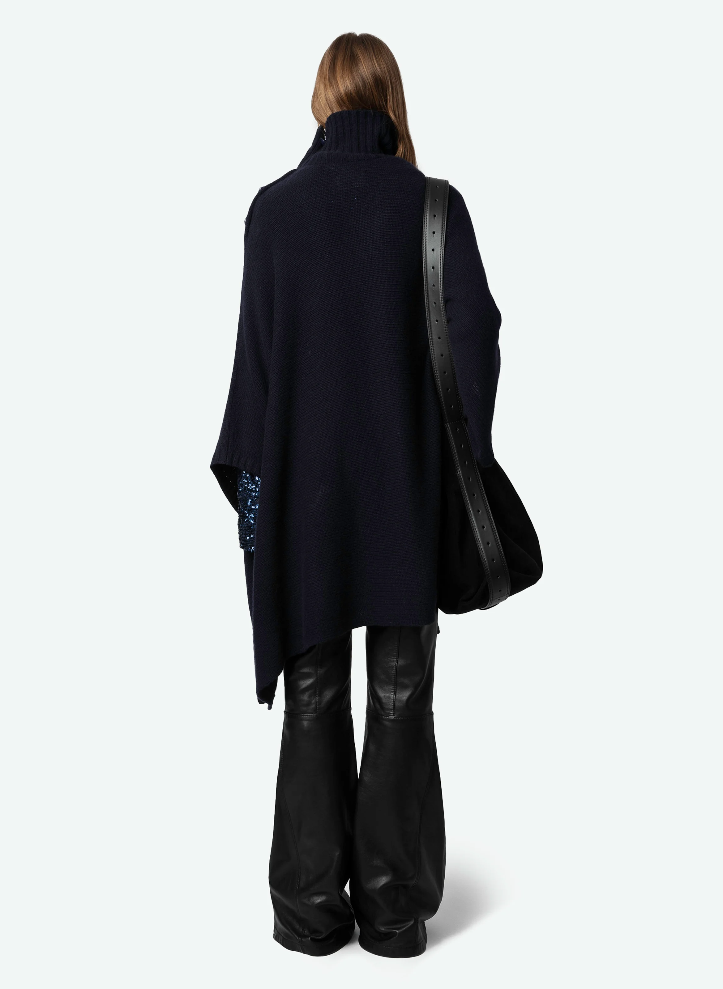 PALMA - Poncho col montant en cachemire | Bleu