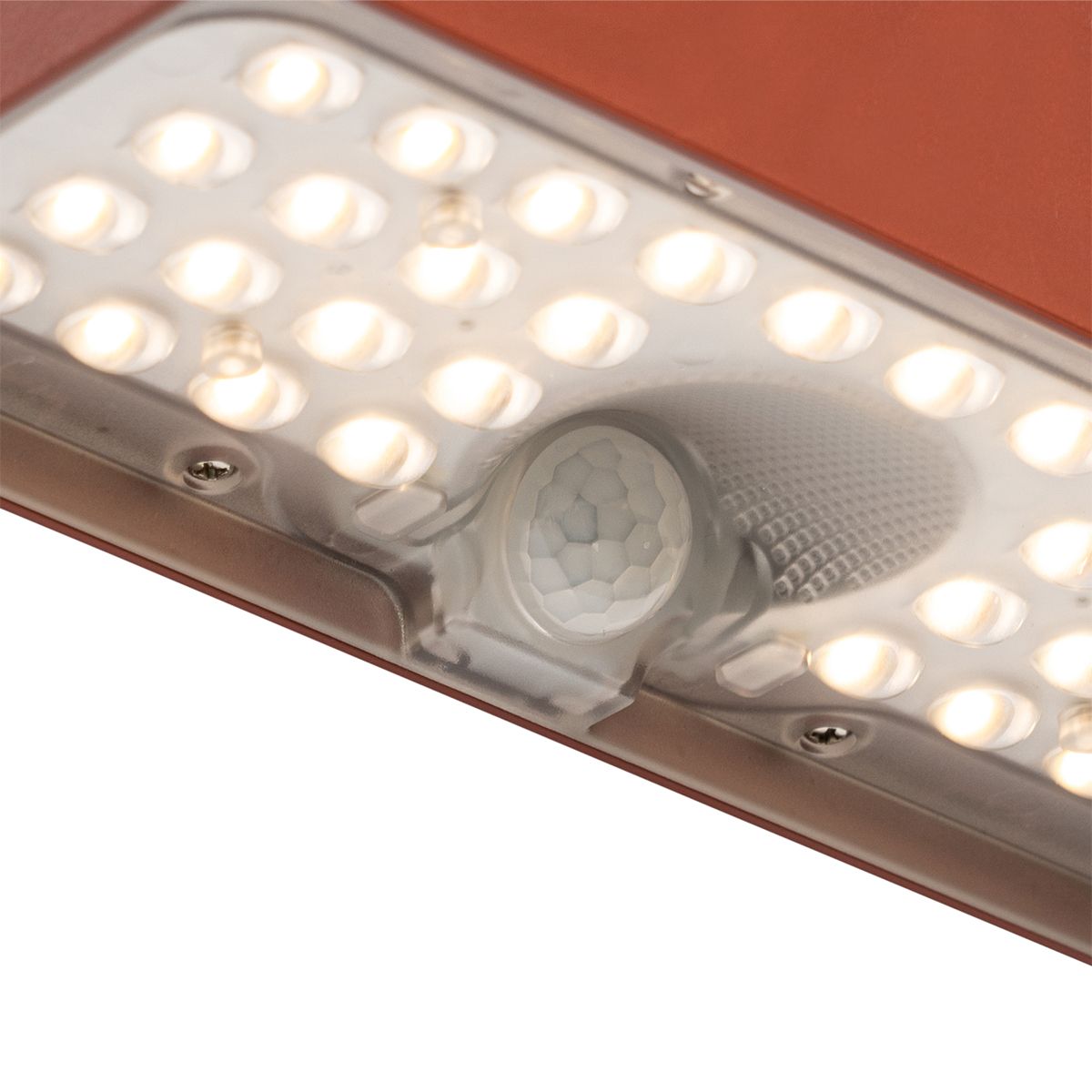 Buiten wandlamp rood met dimlicht en sensor op solar - Kayo