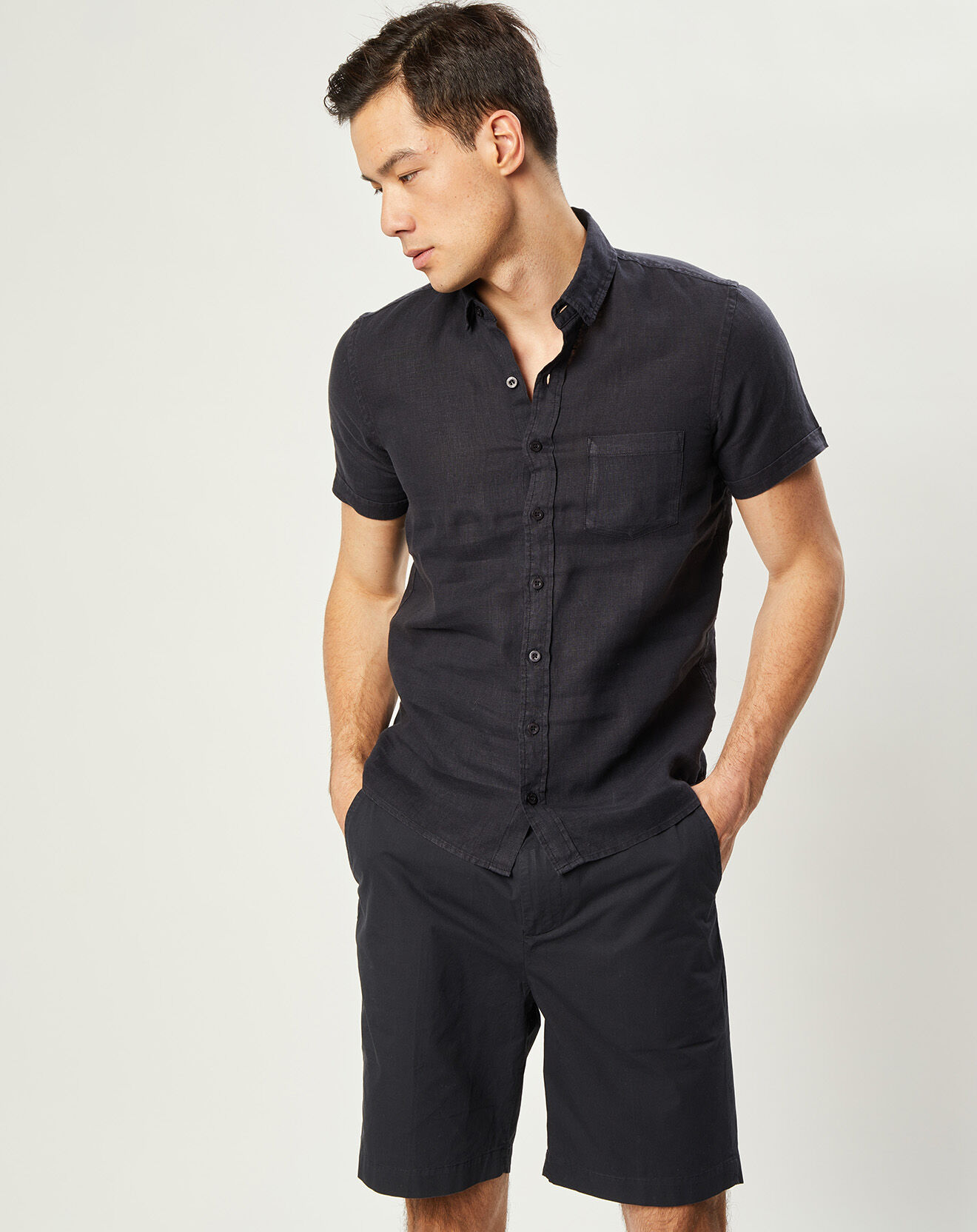 Harris Wilson Chemise 100% Lin Regular Fit Efe2 fumée