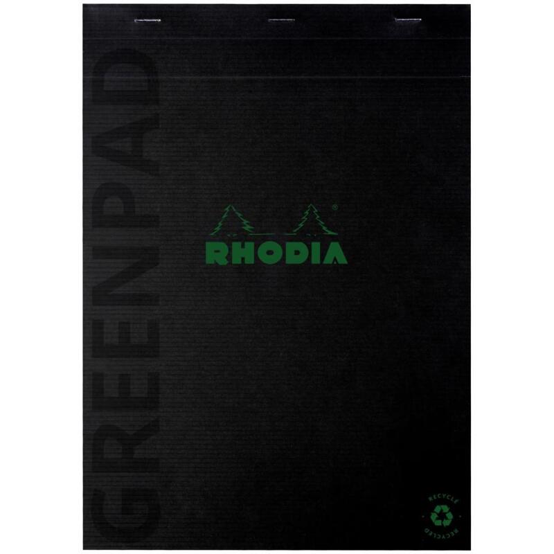 Greenpad bloc agrafé recyclé et recyclable en carte souple 350 g/m2 - N°19 21x31,8 cm 70 feuillets 5/5 - Papier Clairefontaine recyclé 90 g/m2 - Noir - New - Noir