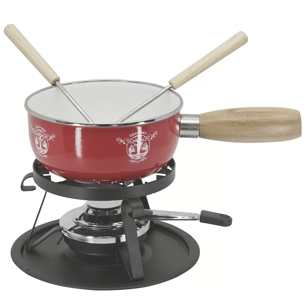 Käsefondue Set Hirsch-Paar Rot