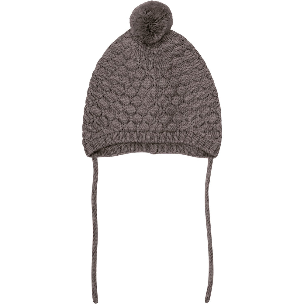 Køb Huttelihut Brown Melange Bonnet Uld Strik Pompom
