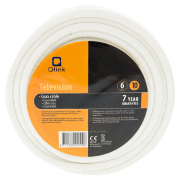 Q-Link coax kabel RG6 10 meter wit