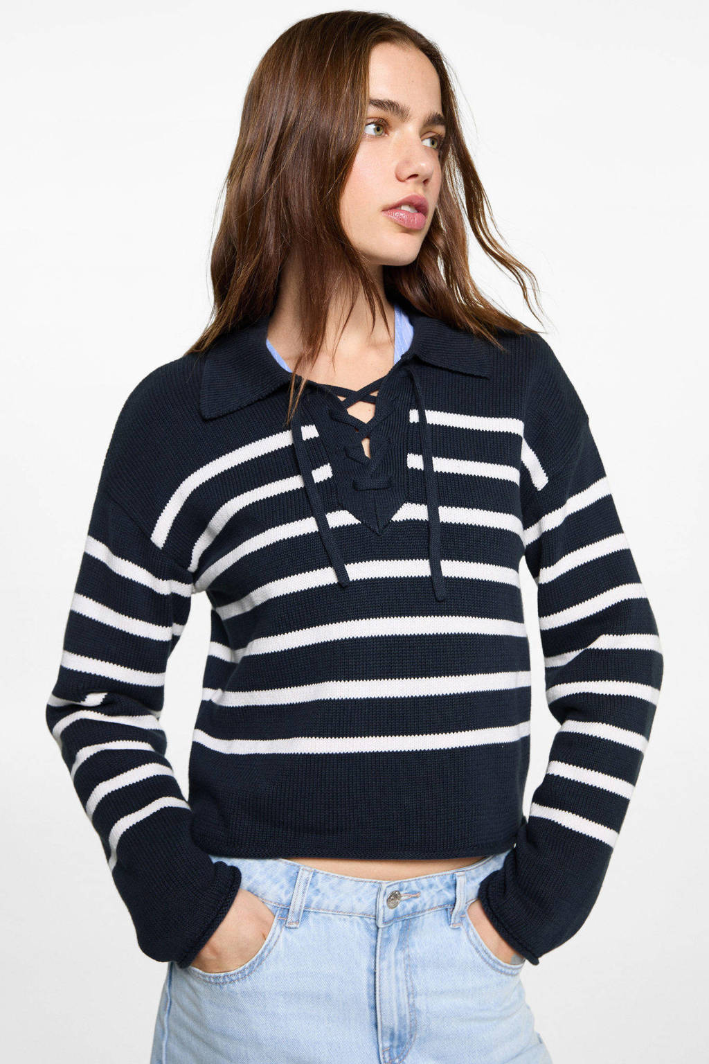 MANGO TEEN gebreide trui donkerblauw