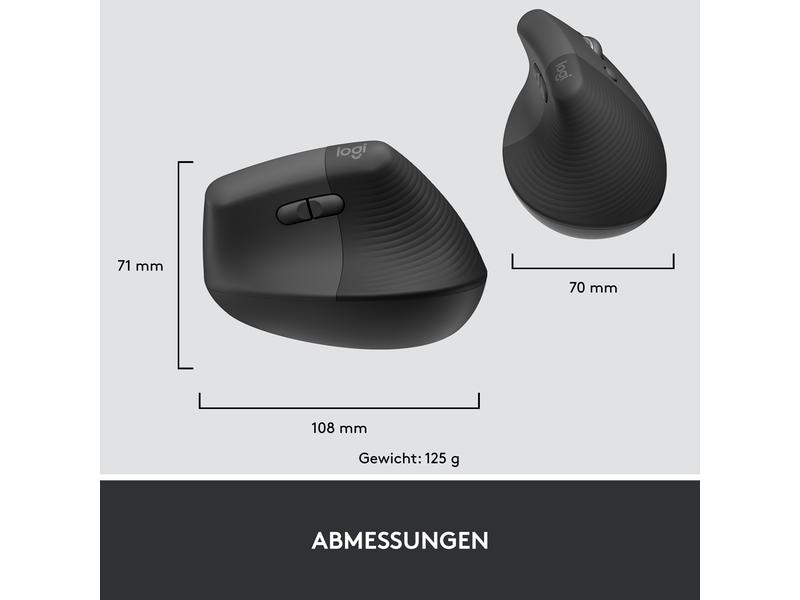 Logitech Ergonomische Maus Lift for Business Graphite Komfortable ergonomische Maus mit vertikalem Design für kleine bis mittelgrosse Hände