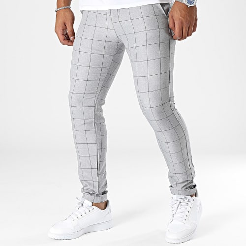 Pantalon A Carreaux Gris