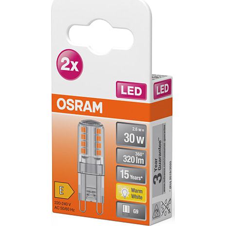 Osram 2 pak LED pin 30W - varmt hvidt lys