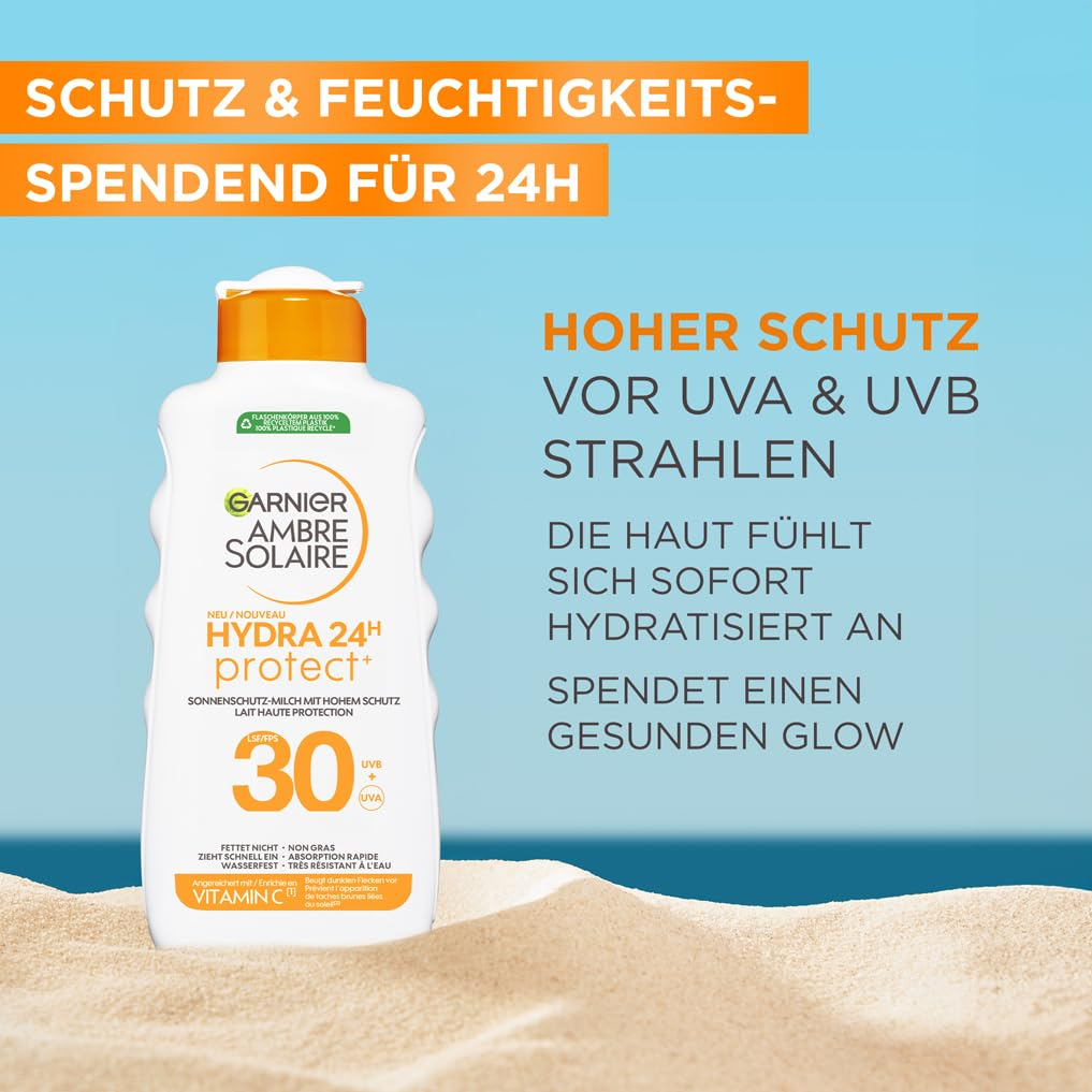(175ml) Ambre Solaire Hydra 24 Sonnenschutz Milch Sonnencreme LSF 30