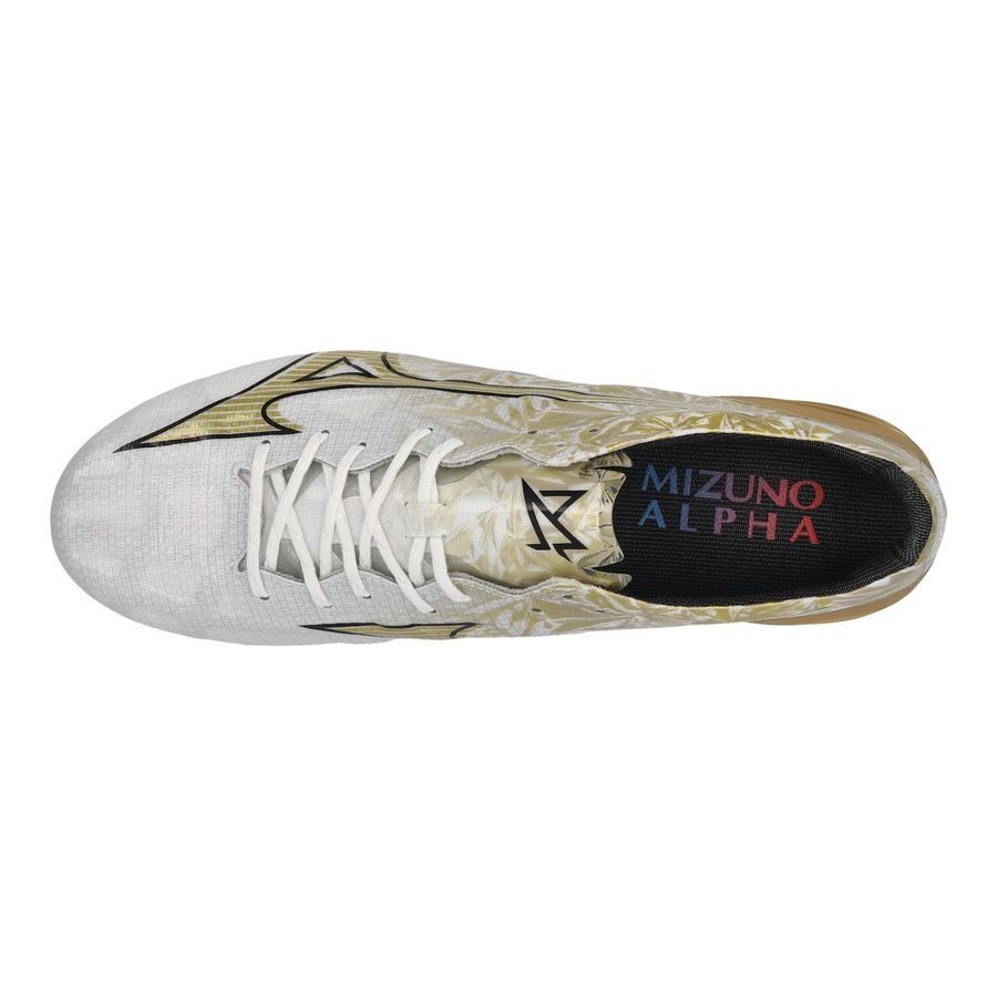 Mizuno Alpha Elite FG/AG Prism Gold - Blanc/Doré/Noir