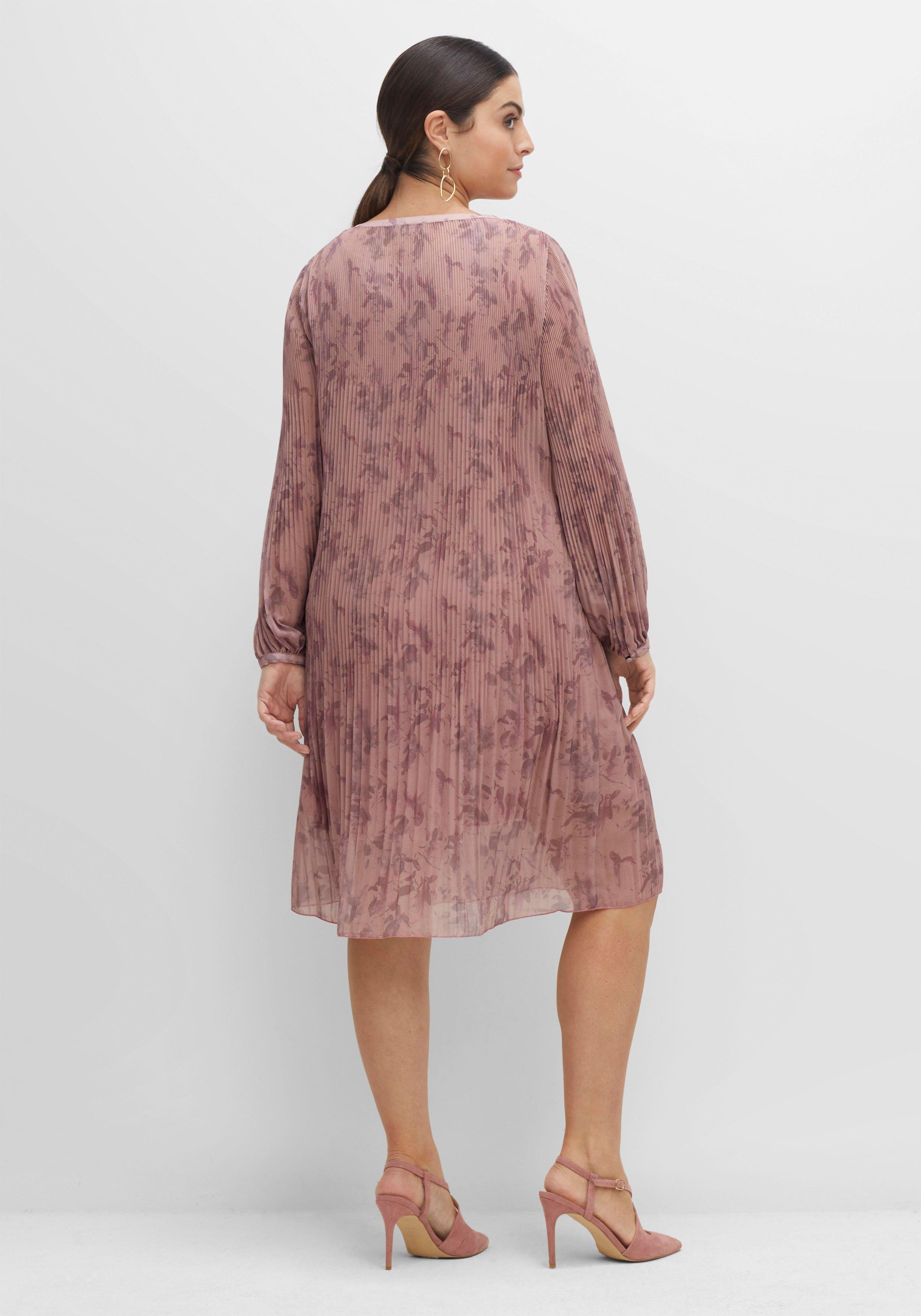 Plissiertes Chiffonkleid mit Alloverdruck