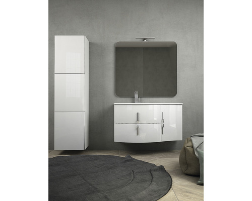 Hoge kast Baden Haus, 45 cm breed, wit hoogglans, volledig gemonteerd