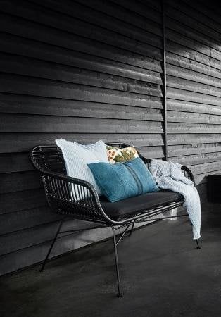Nordal  Garden havebænk med armlæn og hynde - L: 126 cm. - sort