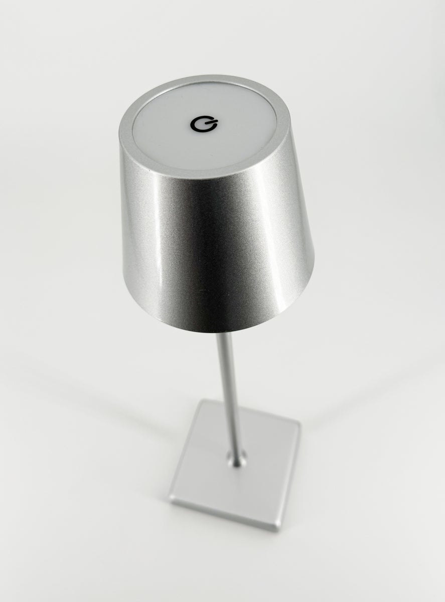 LED 2-in-1 lamp: tafellamp en flessenlamp in één, zilver, draadloos, dimbaar, oplaadbaar via USB, voor bevestiging aan flessen of als tafellamp voor thuis, restaurants, hotels, bars