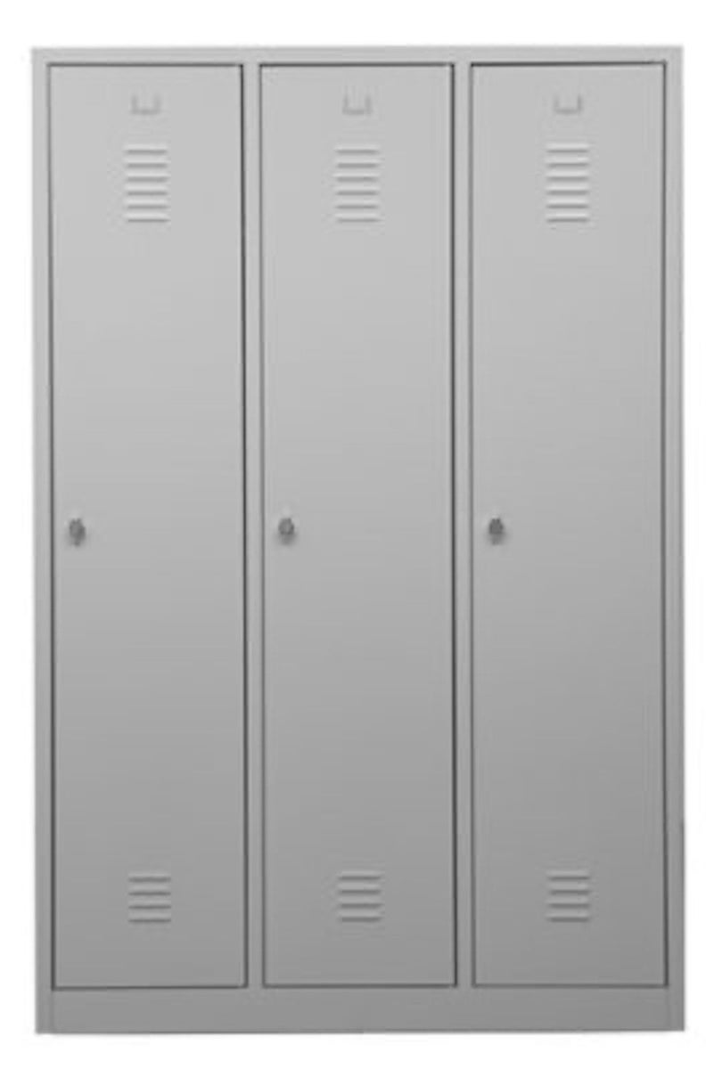 PROREGAL Garderobekast Camel 3-Vaks met Pro Divider HxBxD 180 x 119 x 50 cm Hangslot Grijs