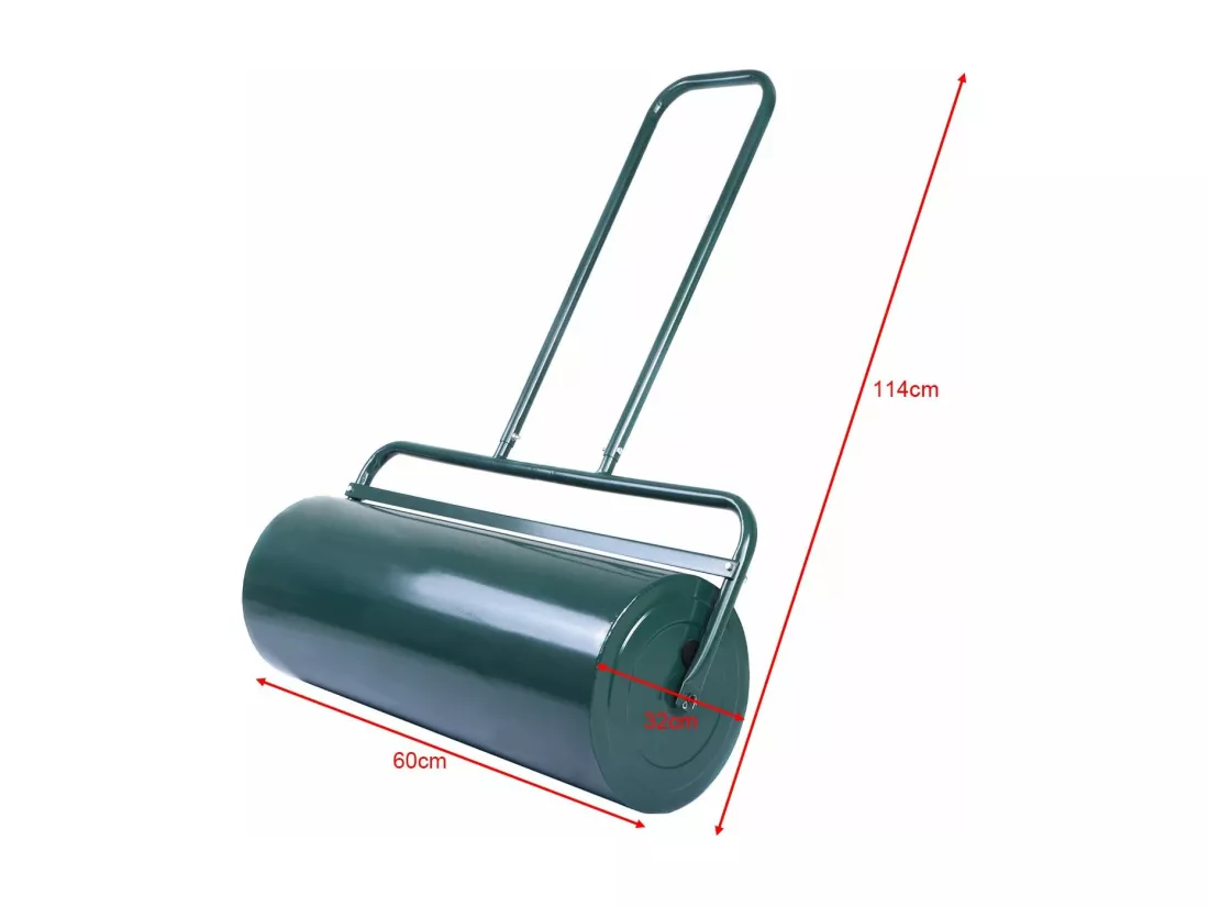 48L Rouleau à Gazon de Jardin avec Poignée en Acier Haute Résistance - Rempli d'Eau et de Sable - Ø du Rouleau : 32 CM Idéal pour Obtenir une Pelouse Uniforme, Lisse 114 x 60 x 32cm