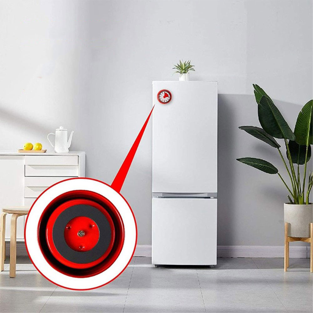 (Ø75mm) Magnetischer Küchenwecker Timer Analoge Eieruhr 60 Minuten mit Alarm - Rot