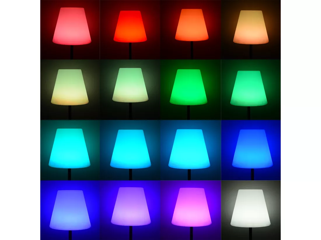 Lampadaire extérieur 150 cm LAMPADA XL LED hybride . lampe multicolore sur pied. luminaire design à batterie. solaire. télécommandé