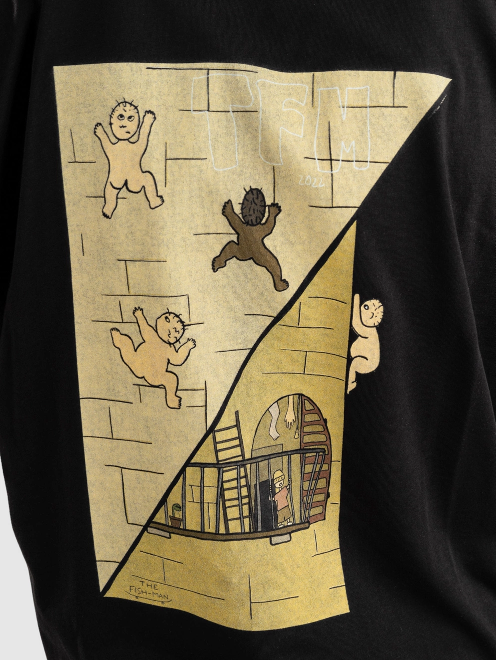 The Fish-Man Babies Climbing T-Shirt black
