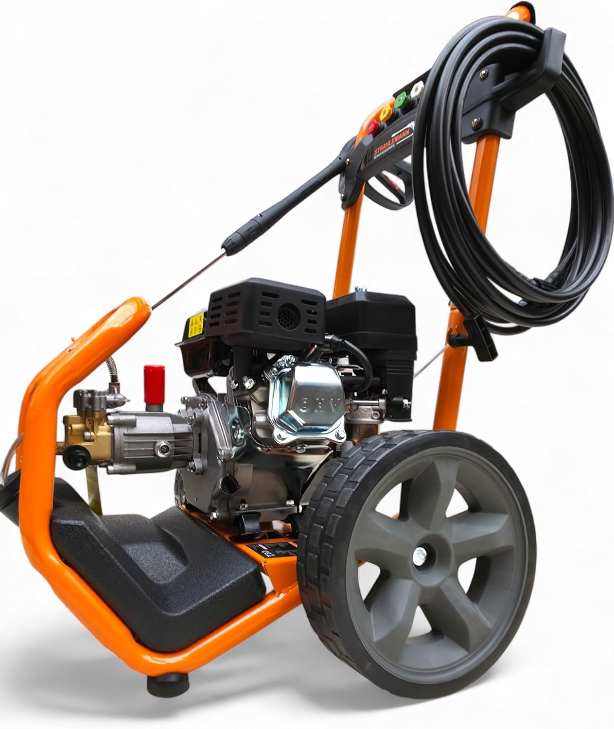 Strahlemann Benzin Hochdruckreiniger SM-LB180D Druckreiniger mit Messingpumpenkopf (4 x Düse, Hochdruckpistole, 7 PS, Druck: 207 bar Fördermenge: 540 l/h) ideal für Terrasse, Auto und Garten