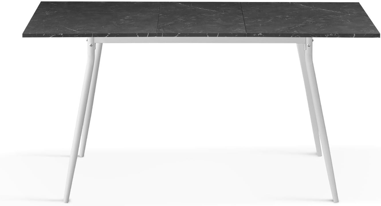 B&D home Esstisch LIO, ausziehbar 120-160 x 80 cm, 4-6 Personen Küchentisch Holztisch mit Metallgestell für Esszimmer, Küche, skandinavisch Design, Marmor Optik, 11219-120-FW-MSCH