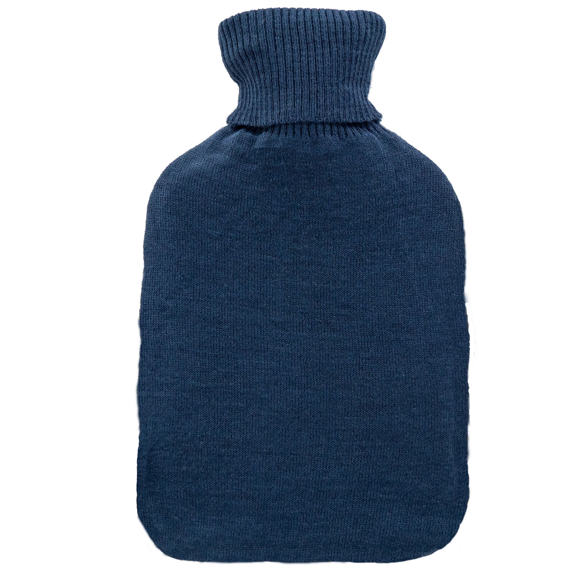 axion® Wärmflasche mit Bezug – blau-gelb | einseitig Diamant | Strick (33 x 20 cm)