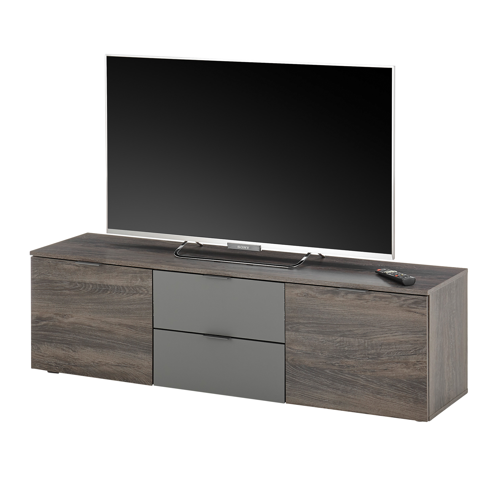 Lowboard - Rima Oak dunkel-grau - 2 Schubkästen - 150 cm