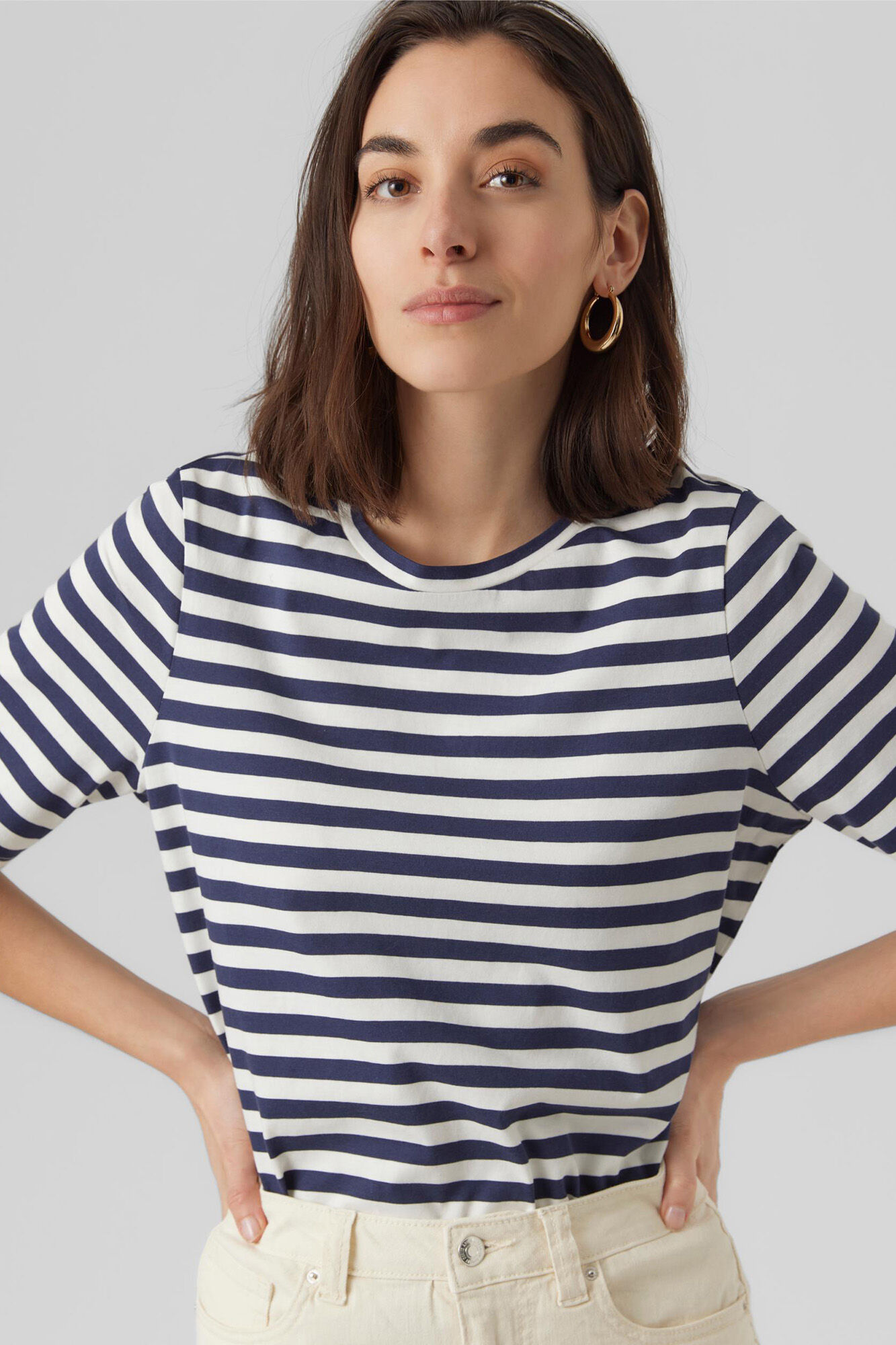 Camiseta de manga 2/4 - Azul Marinho