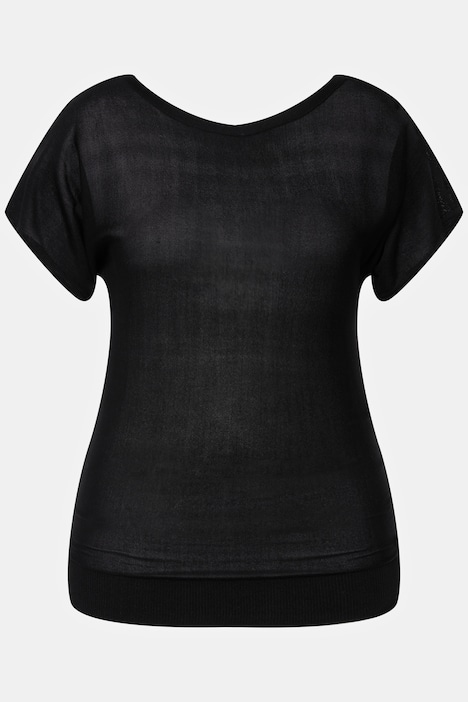 T-Shirt, Leinenmix, Rücken-Knöpfe, Rundhals, Halbarm