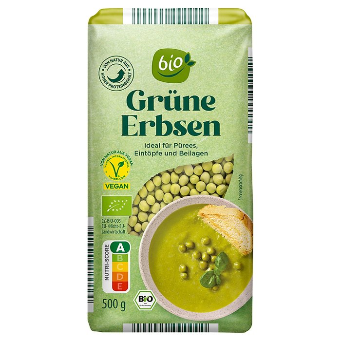 BIO Bio-Hülsenfrüchte 500 g, Grüne Erbsen