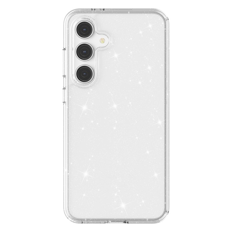Samsung Galaxy S24 FE Hybrid Hardcase Schutzhülle im Glitzer Design - Silber / Transparent