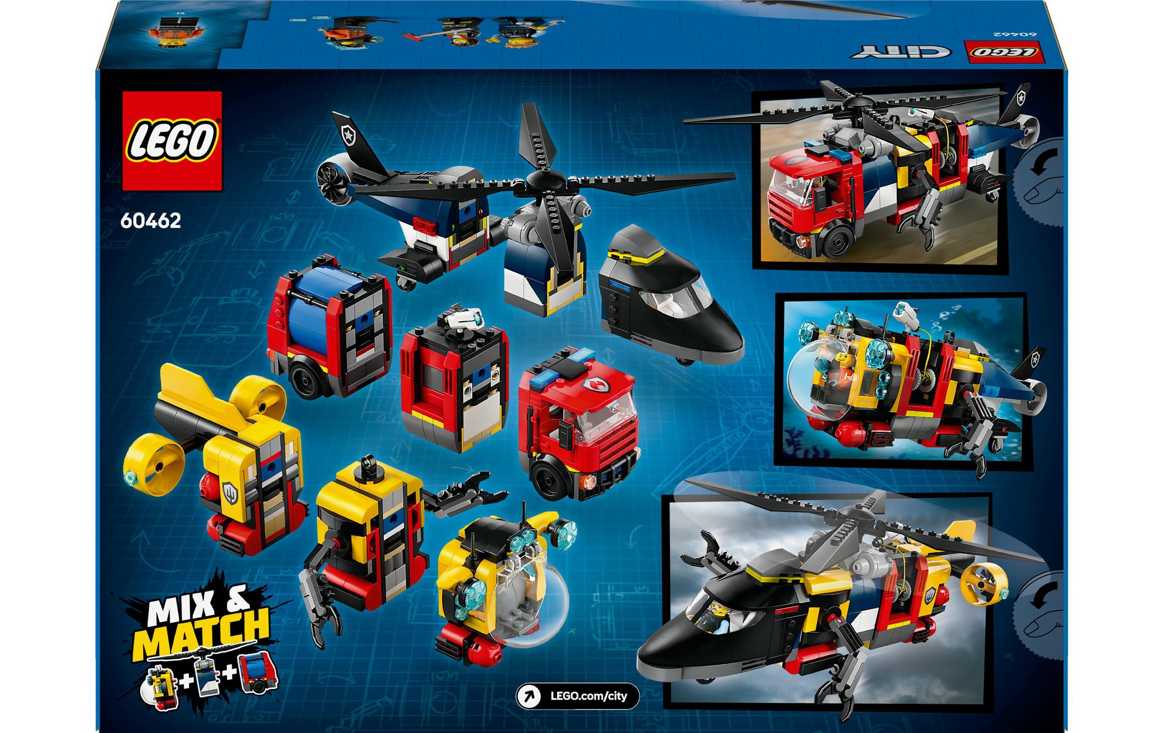 City Hubschrauber, Löschauto und U-Boot 60460Vielseitiges Konstruktionsspielzeug zur Förderung der Kreativität und Fantasie
