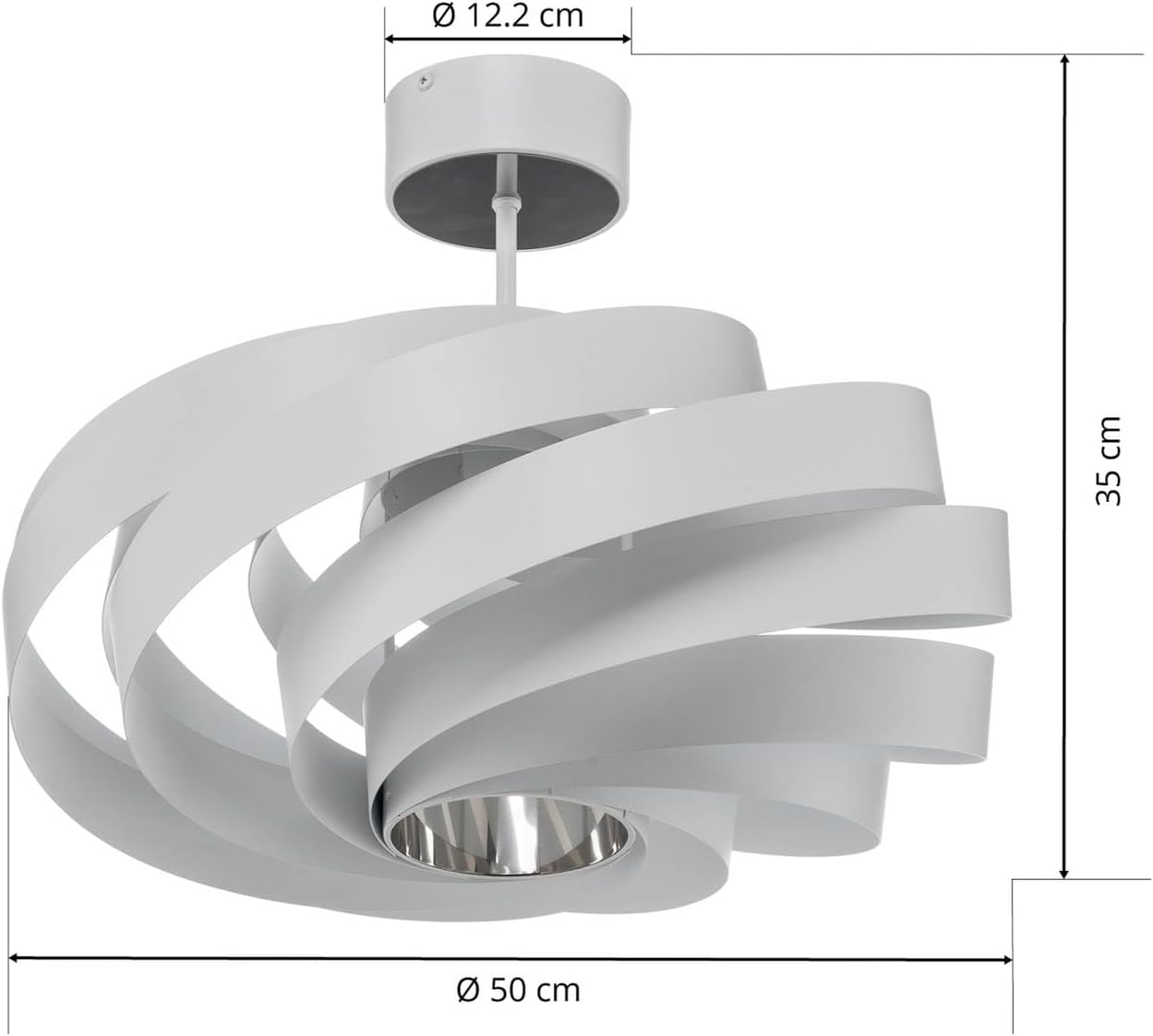 Euluna Deckenlampe Tori (Modern) in Weiß aus Metall (1 flammig, E27) - Deckenleuchte Lampe Wohnzimmerleuchte
