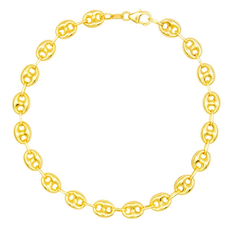 Bracelet Argent 925/000 Doré - Maille Grain de Café