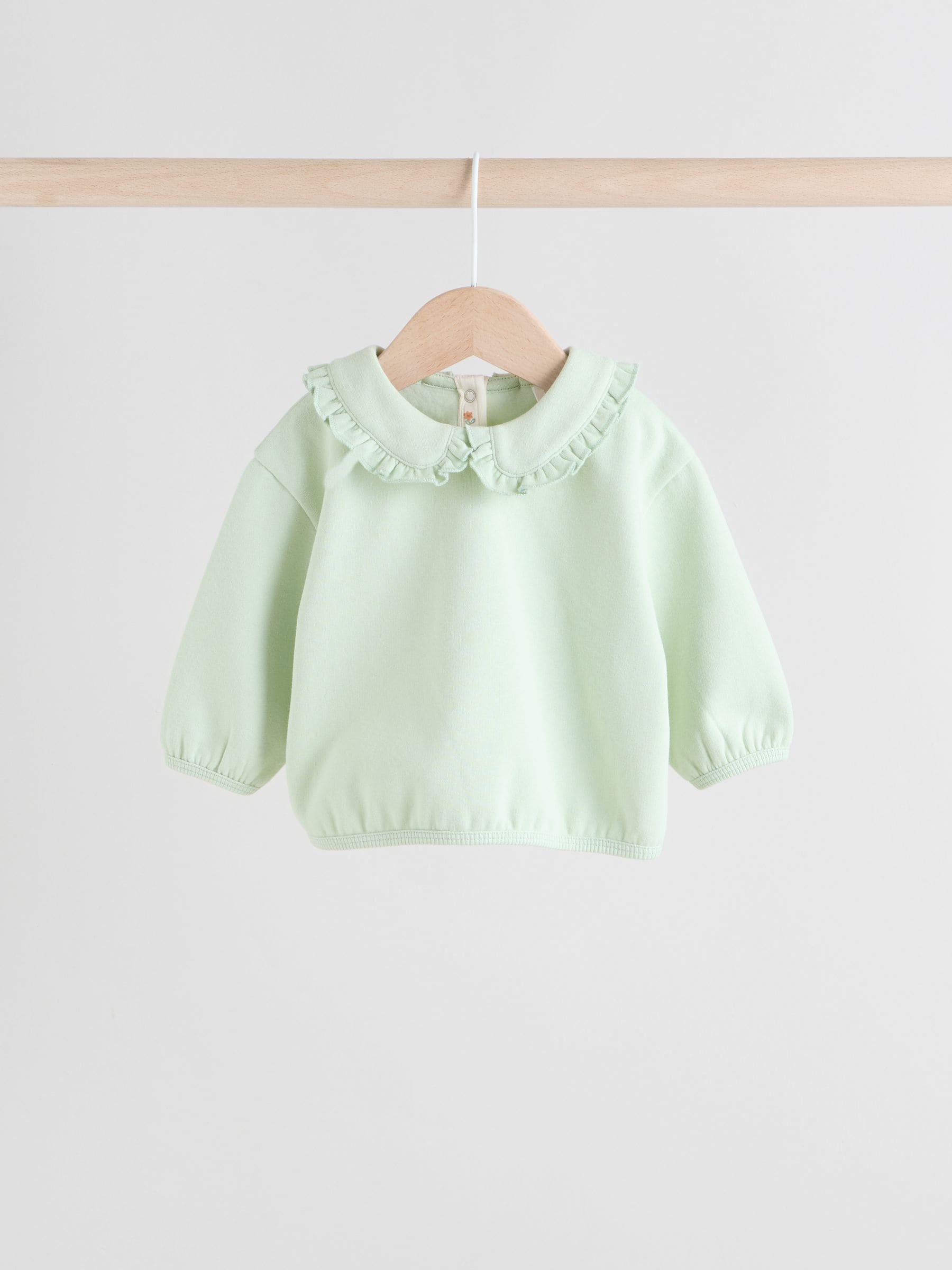 Saliegroen/crème fijne print - 2 -delige Babyset van Sweater met ruchekraag en Leggings (0mnd-2jr)