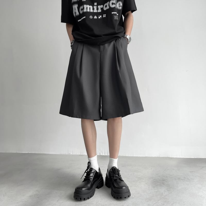 Filmas - Mid Rise Plain Wide Leg Dress Shorts