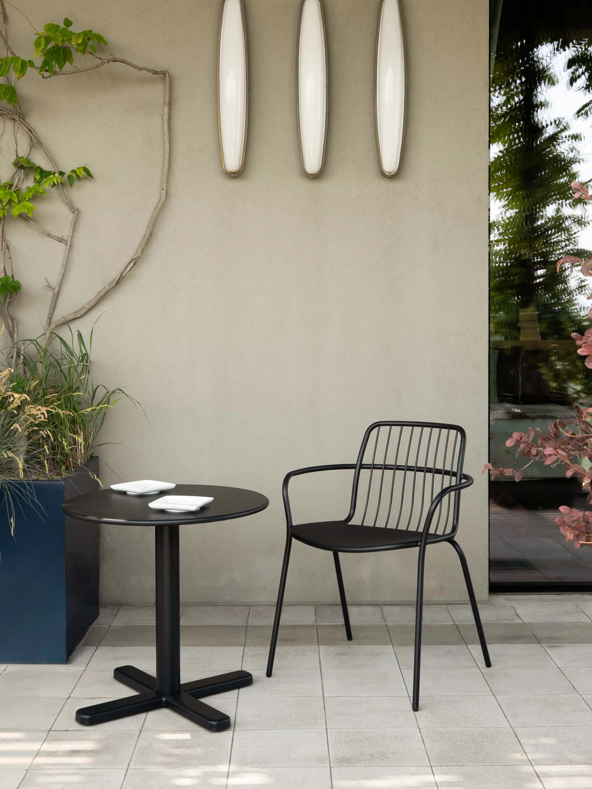 Stapelbare tuinstoelen Alisea met armleuningen, 2-delig