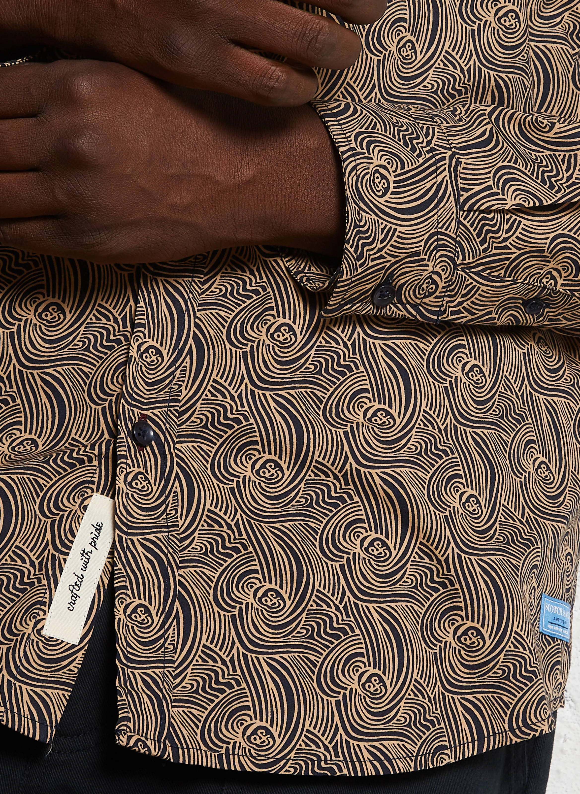 Chemise droite imprimée en coton | Beige