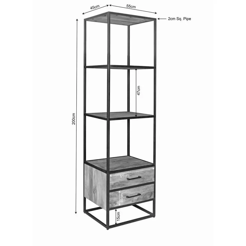 StarFurn - Boekenkast Denver 2 lades - 55 cm - naturel