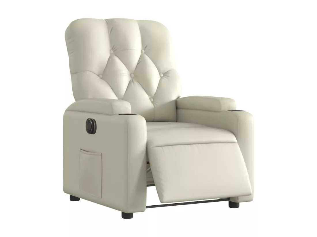 Fauteuil inclinable électrique Crème Similicuir