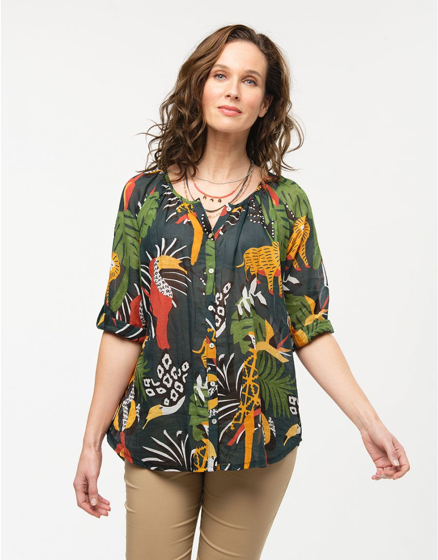 Blouse vert jungle