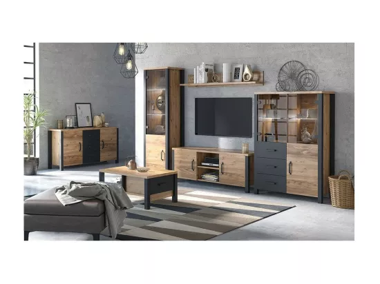 Etagère design 150cm collection DARWIN. Effet épicéa.