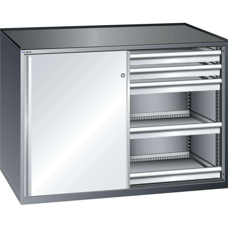 Armoire à tiroirs à portes coulissantes Lista 2x36x27E avec tiroirs - charge 200 Kg