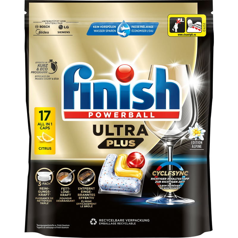 Finish Spülmaschinen-Tabs Ultra Plus All-in-1 Citrus, 17 Tabs