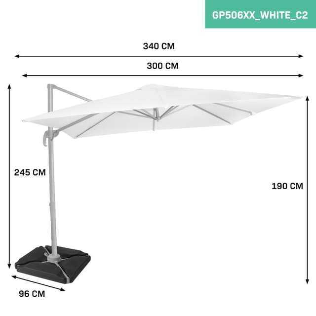VONROC Premium parasol Pisogne 300x300cm