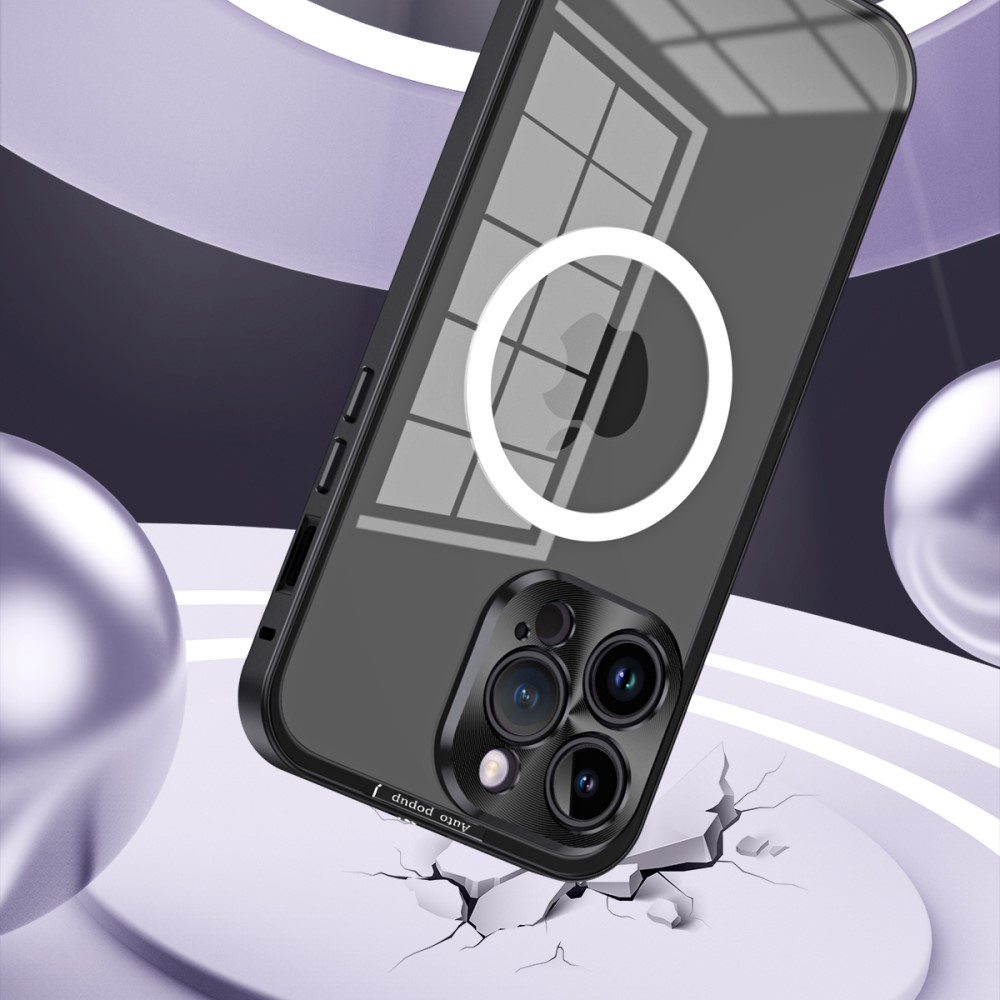 iPhone 14 Pro MagSafe Alu Schutzhülle mit Panzer Glas Backcover   Kameraschutz - Dunkellila (Deep Purple)